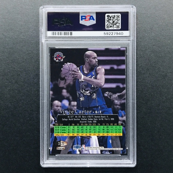 Vince Carter RC - 1998-99 Flair Showcase Row 3 #25 PSA 7 - Picture 2 of 2